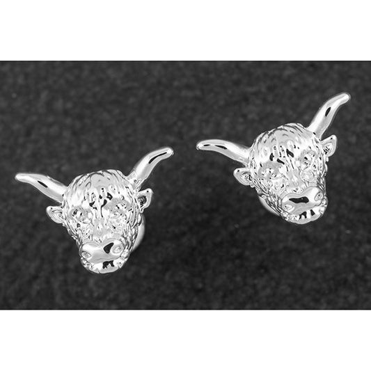 Highland Cow Head Silver Plated Earrings