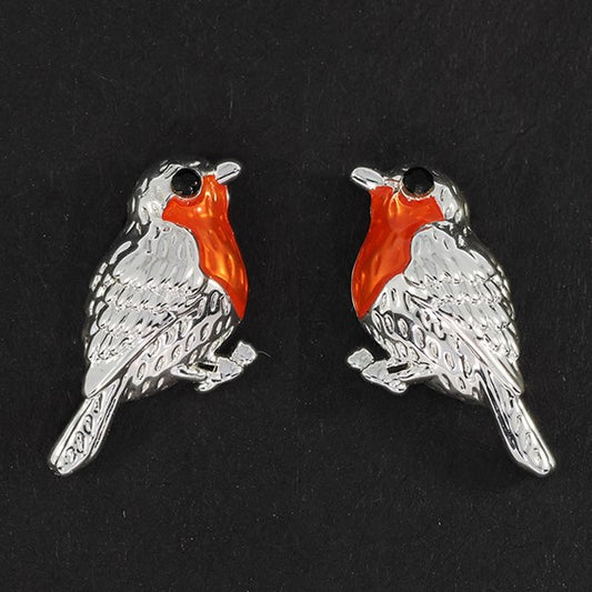 Robins Appear Silver Plated Stud Earrings
