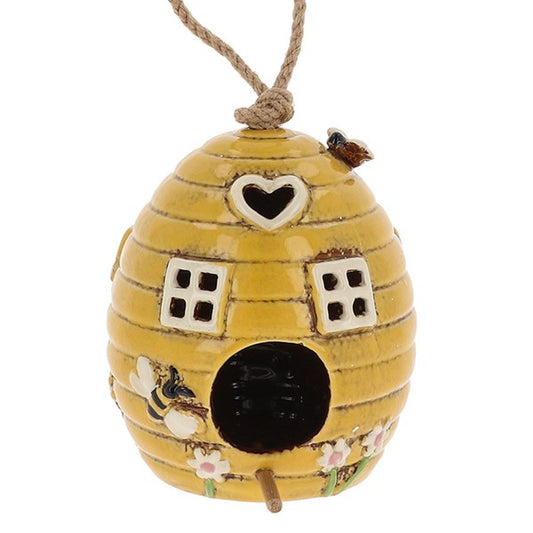 Village Pottery Beehive Yellow Bird House