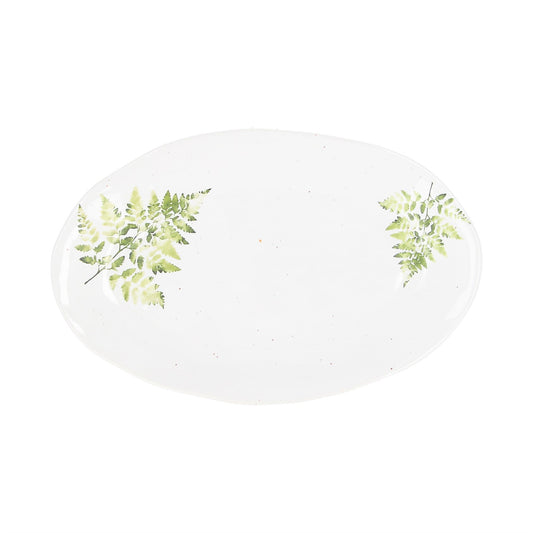 Gisela Graham Ceramic Oval Plate 34cm - White Fern
