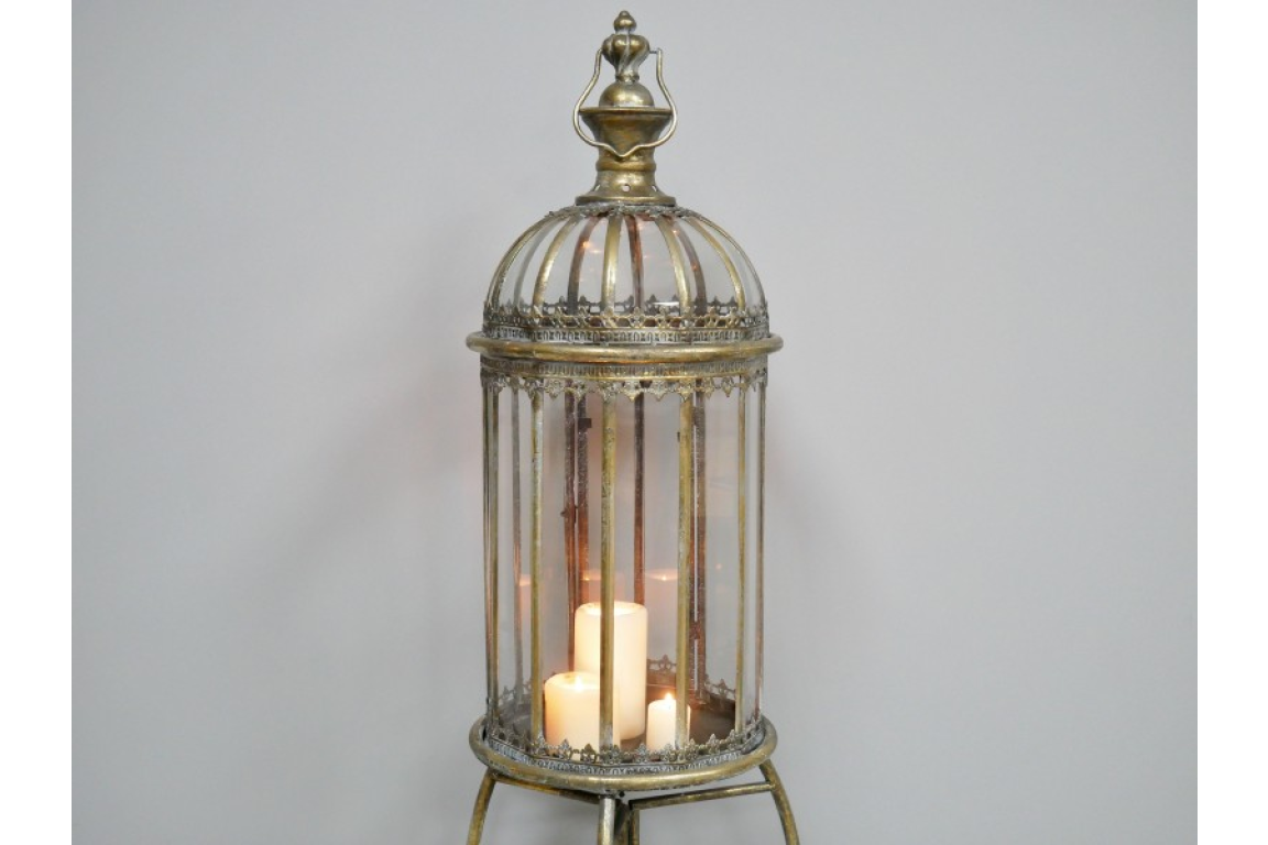 Antique Gold Lantern On Stand