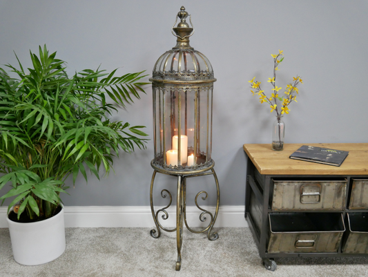 Antique Gold Lantern On Stand