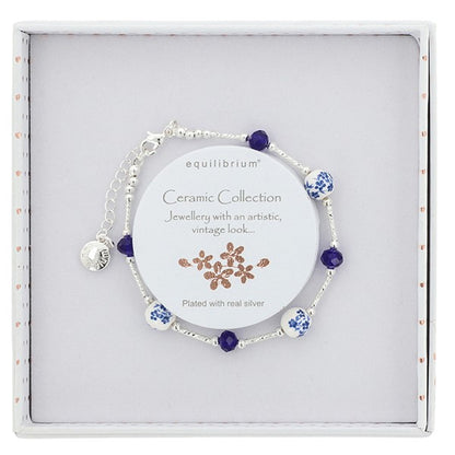 Ceramic Floral Contemporary Silver Plated Bracelet