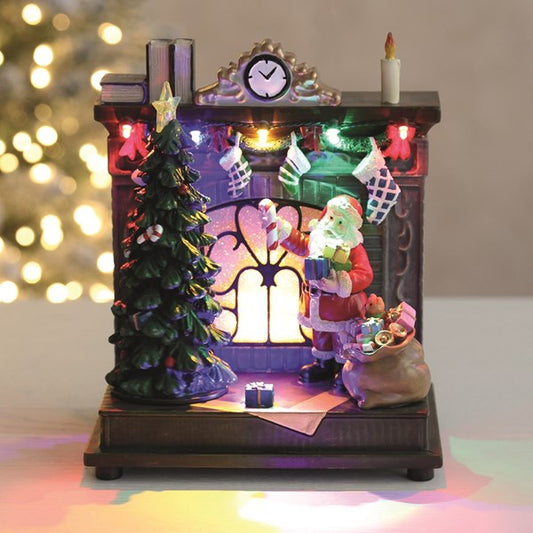 LED Animated Fireplace Santa Scene 20cm