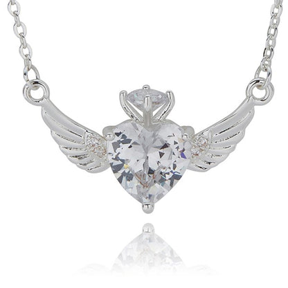 Guardian Angel Silver Plated Circle Wings Necklace