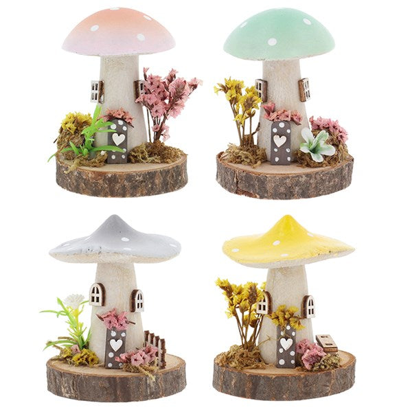 Spring Folk Art Mushroom Cottage Small