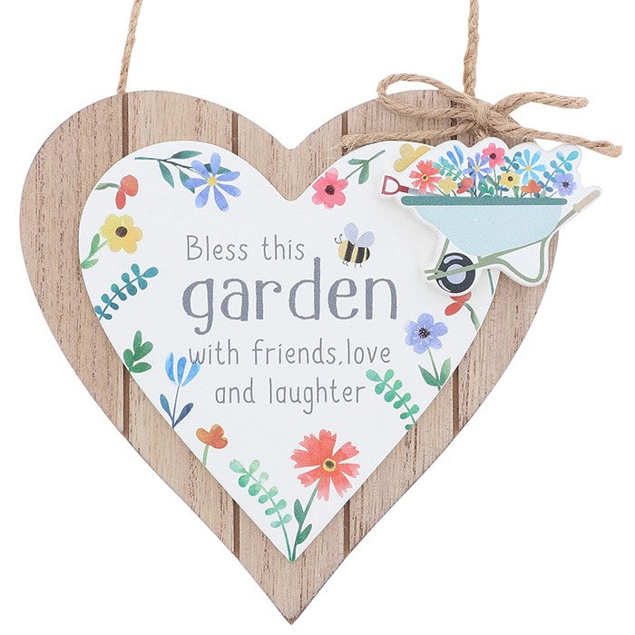 Happy Garden Heart Plaque Bless