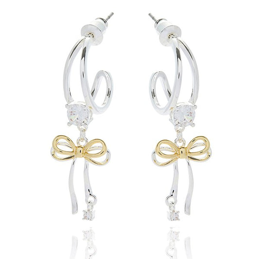 Eternal Bow Two Tone Bow Crystal Earrings in Gift Box