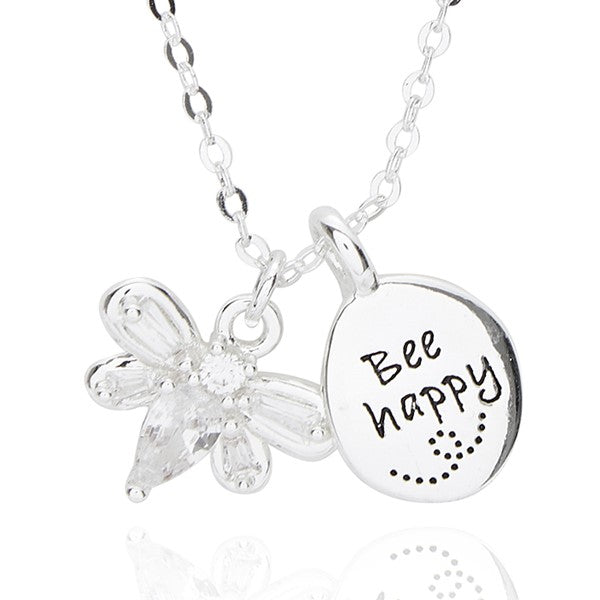 From Me To You Silver Plated Necklace Bee Happy