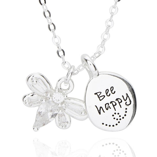 From Me To You Silver Plated Necklace Bee Happy