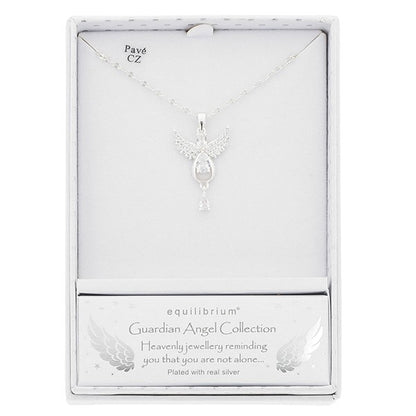 Guardian Angel Dangly Silver Plated Necklace