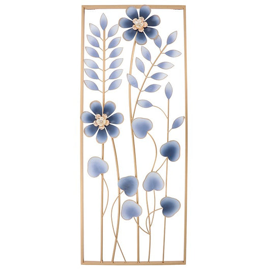 Large Blue Metal Floral Wall Art