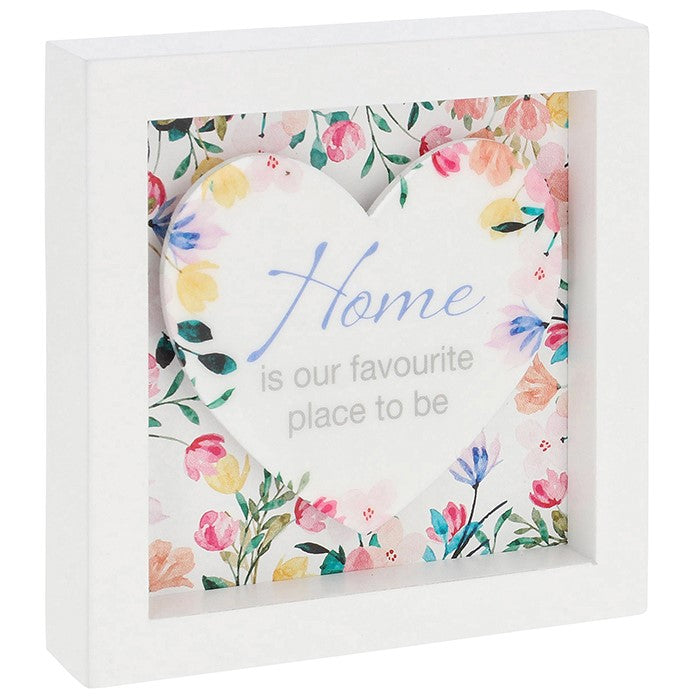Floral Words Square Plaque Home