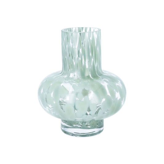 Glass Vase 21cm - Sage Green Tortoiseshell Funnel