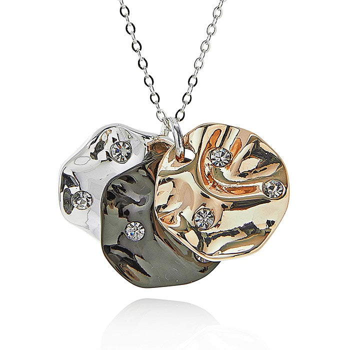 Molten Metal Three Tone Circles Necklace