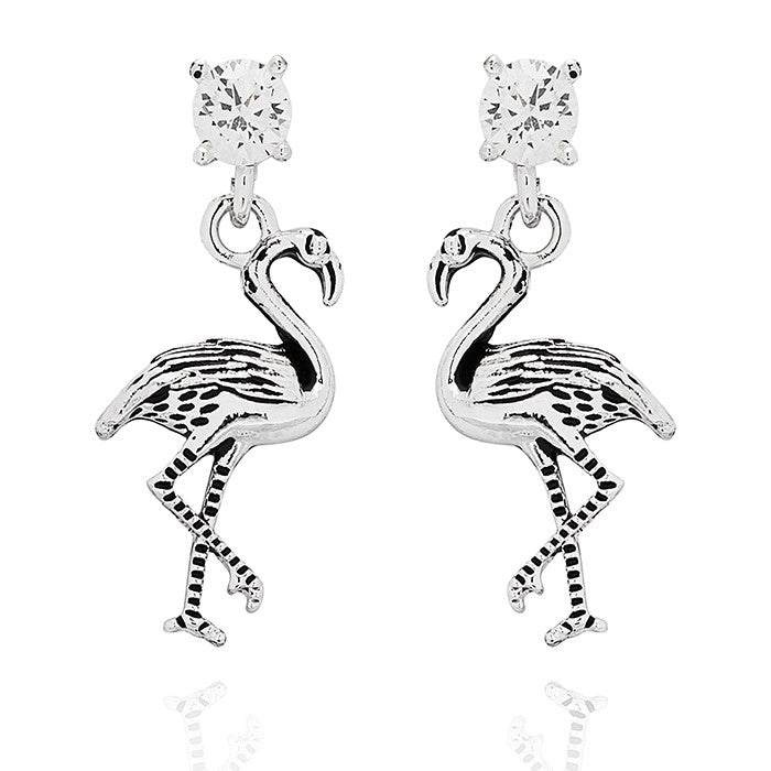 Wild At Heart Flamingo Silver Plated Earrings