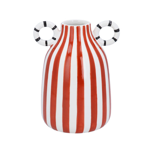 Ceramic Decorative Vase 20cm - Rust Colour Stripe Modernist