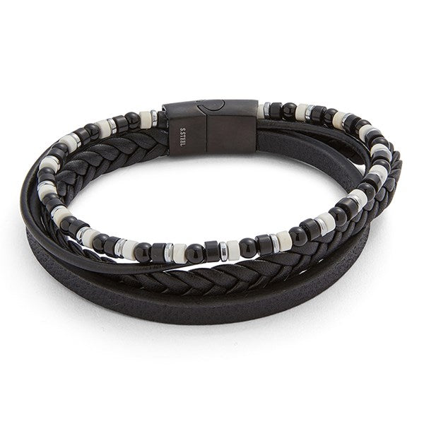 Men 4 In 1 Leather Bead Bracelet
