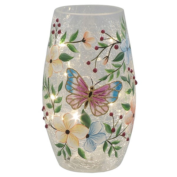 Crackle Pretty Butterfly LED Vase