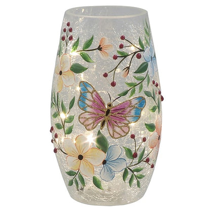Crackle Pretty Butterfly LED Vase
