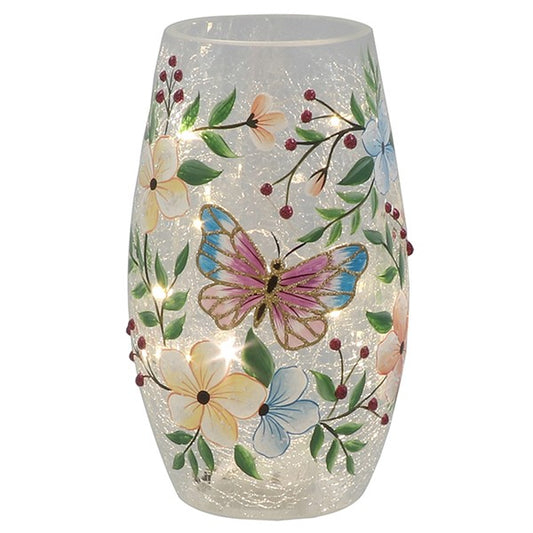 Crackle Pretty Butterfly LED Vase