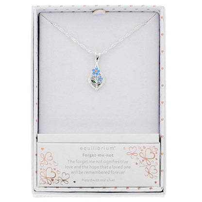 Forget Me Not Teardrop Silver Plated Necklace