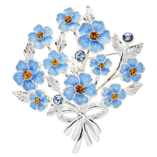 Forget Me Not Bouquet Silver Plated Brooch