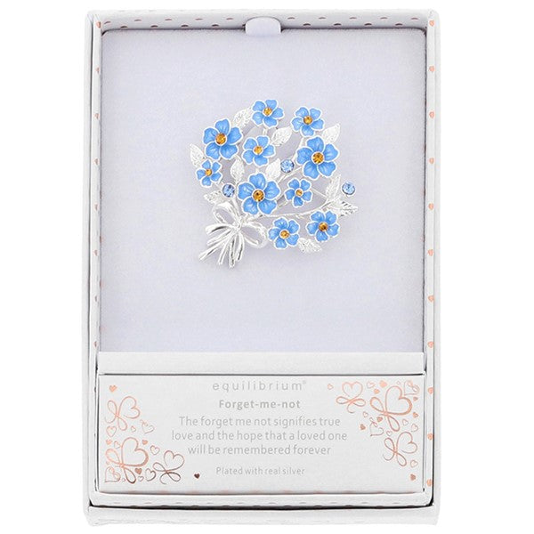 Forget Me Not Bouquet Silver Plated Brooch
