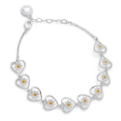 Daisy Chain Heart Silver Plated Bracelet
