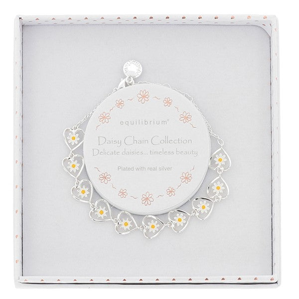 Daisy Chain Heart Silver Plated Bracelet