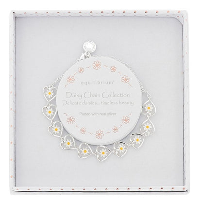 Daisy Chain Heart Silver Plated Bracelet