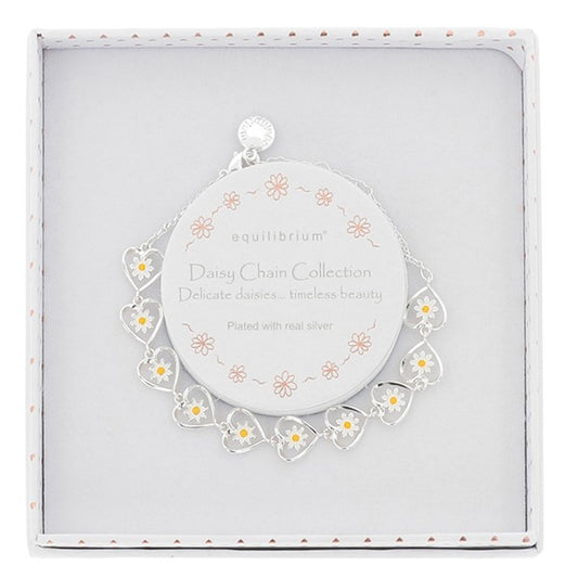 Daisy Chain Heart Silver Plated Bracelet