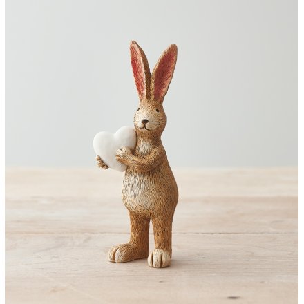 Jasper Rabbit White Heart, 14cm