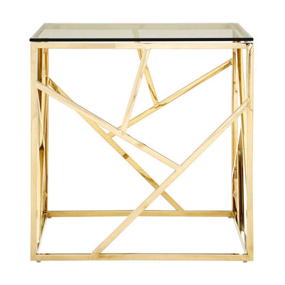 Allure Champagne Gold Geometric End Table