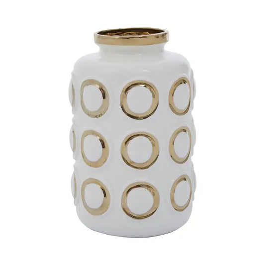 Curva White & Gold Ceramic Vase