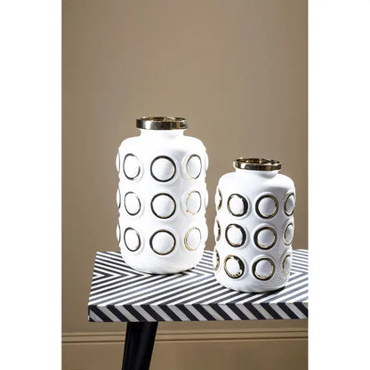 Curva White & Gold Ceramic Vase