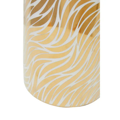 Doria Large White And Gold Finish Ceramic Jar