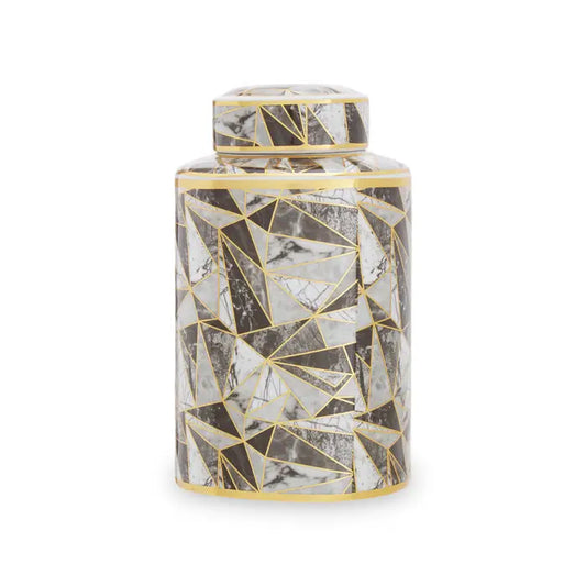Doria Ceramic Jar with abstract geometric patterns