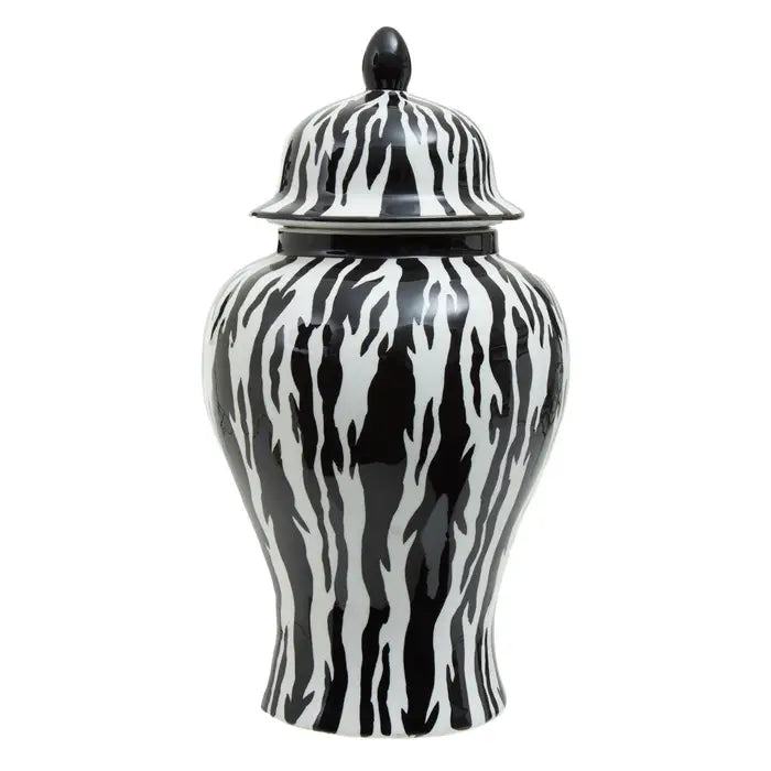 Marmo Ceramic Black & White Ginger Jar