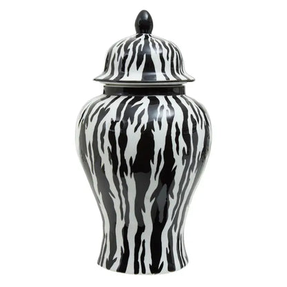 Marmo Ceramic Black & White Ginger Jar