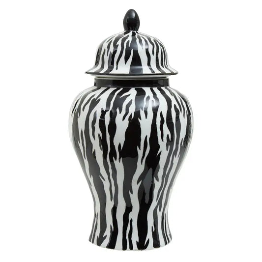 Marmo Ceramic Black & White Ginger Jar