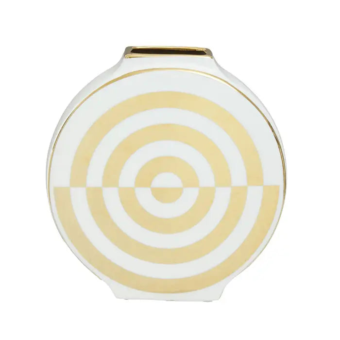 White & Gold Round Modern Vase