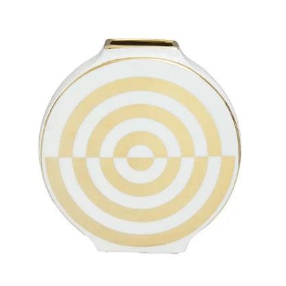 White & Gold Round Modern Vase