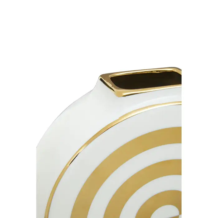 White & Gold Round Modern Vase
