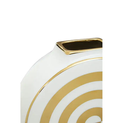 White & Gold Round Modern Vase