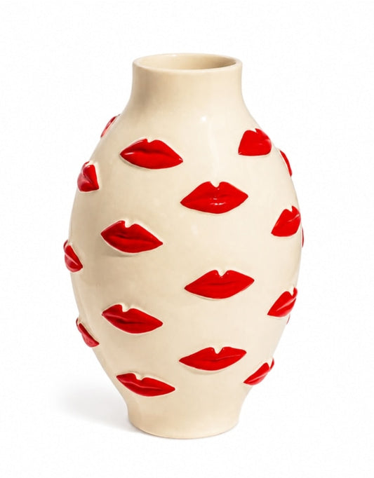 Large Multi Red Lips Vase