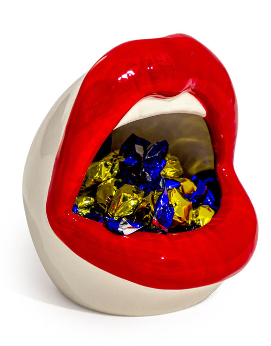 Ceramic Open-Mouthed Red Lips Storage Jar