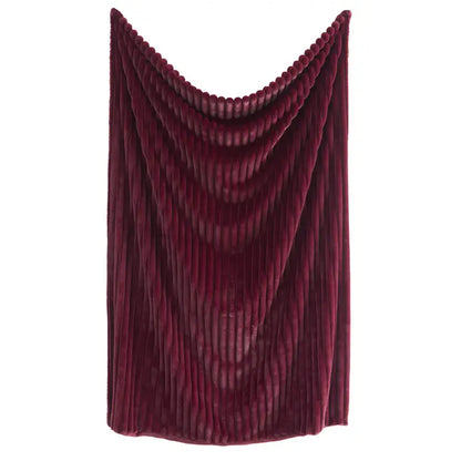 Luxurious Faux Fur Ribbed Throw - Burgundy