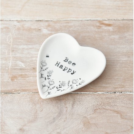 Bee Happy Heart Trinket, 10cm