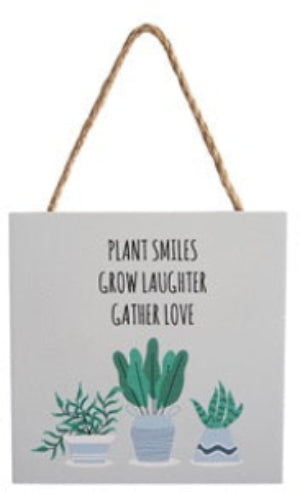 Plant Smiles Hanging Wall Sign